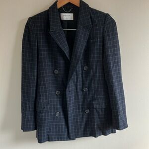 Aritzia Babaton Samuel blazer black plaid double breasted size 00